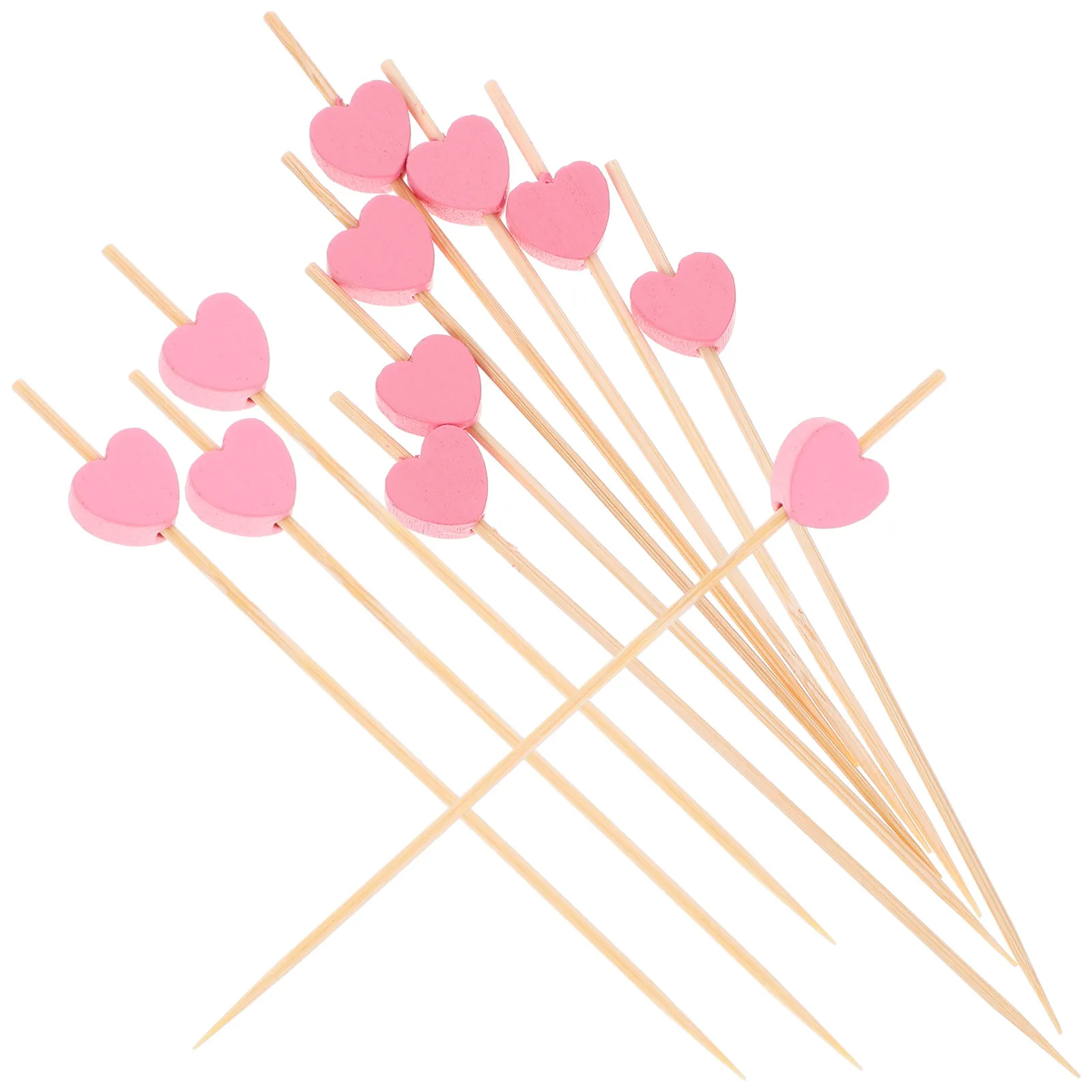 100Pcs Heart-Shaped Bamboo Fruit Picks Wood Appetizer Toothpicks for Party Desserts Cocktails Sandwiches Garnishing Food