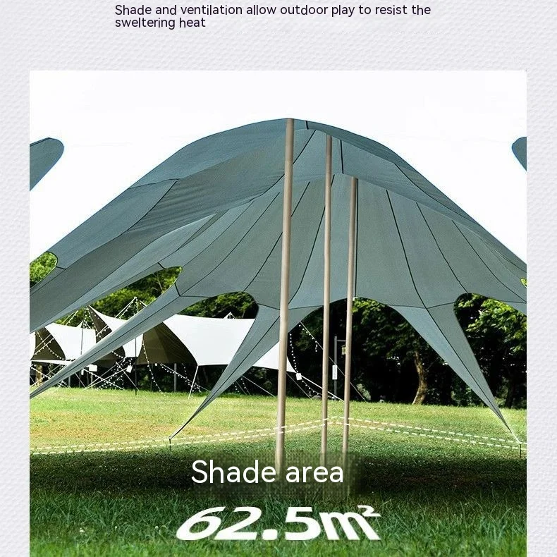 Ultralarge Outdoor Canopy Camping Tent with Sunshade and Double Peak, Waterproof and Windproof