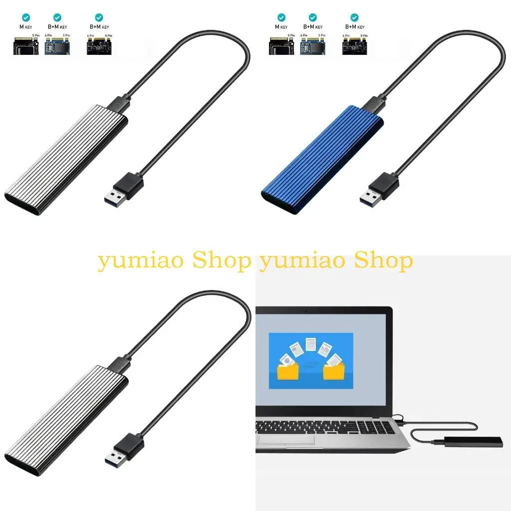 587B Aluminum M.2 NVMe Drive Enclosure Easy Drive Cable USB Type C Replacement Support for 2230 2242 2260 2280 Accessories