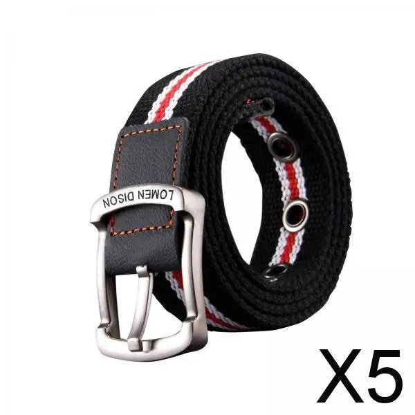 

5xПолотняный ремень, тканый широкий повседневный ремень для брюк, джинсовые аксессуары, дорожная красная полоска, 110 см