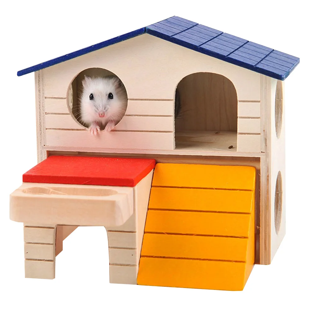 

Hamster House Villa Large Size Safe Comfortable Nest Small Pet Hut Wooden Cage Platform Year Round Use Pet Villa