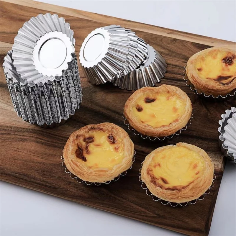 

3pcs Practical Kitchen Bakeware Supplies Fashion Reusable Aluminum Egg Tart Mold For Kids Gift Daily Pastry Cake Making Tools
