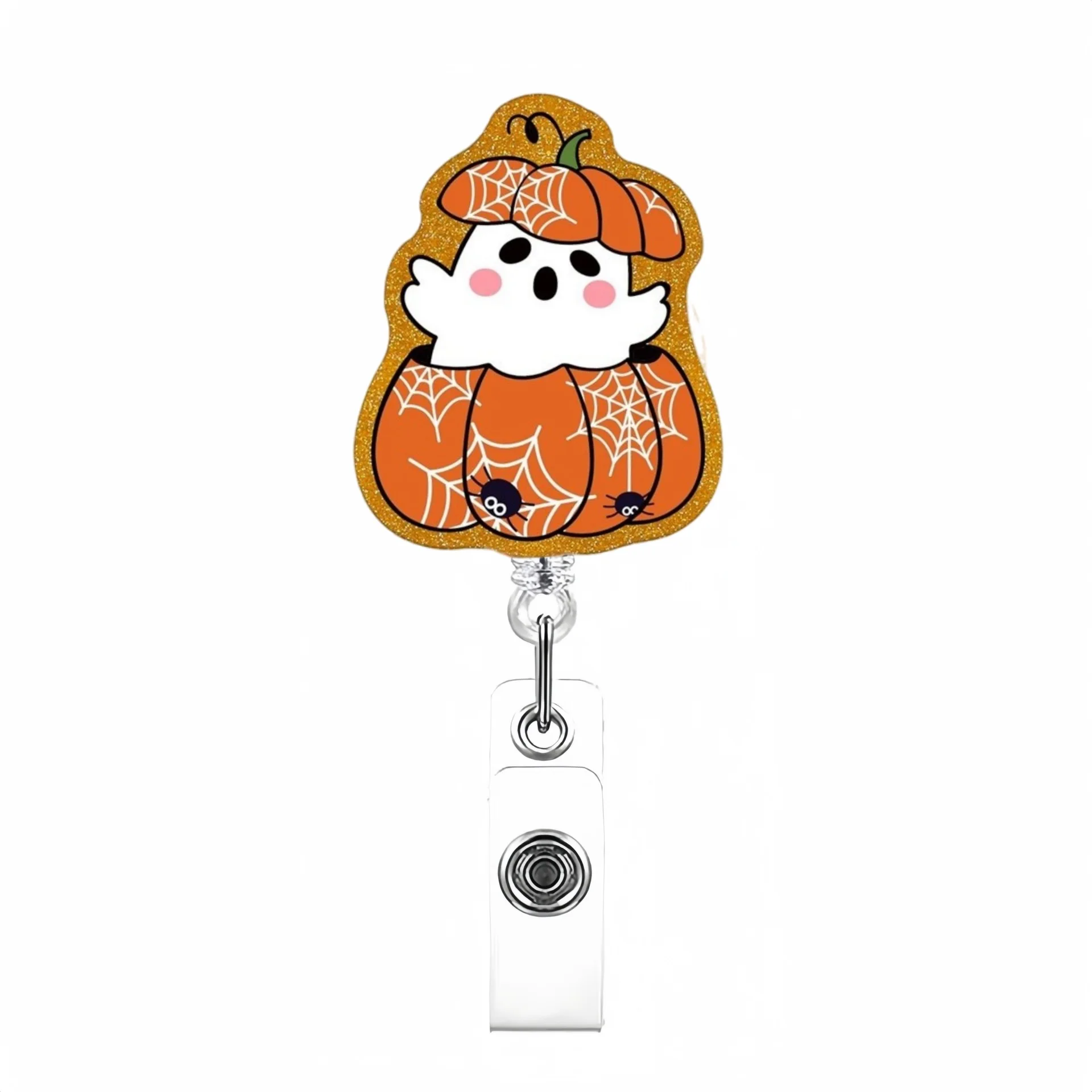 Retractable Badge Reel Colorful Pumpkin Badge Reel Halloween Badge Holder Lightweight Ghost Id Card Holder For Office Gift