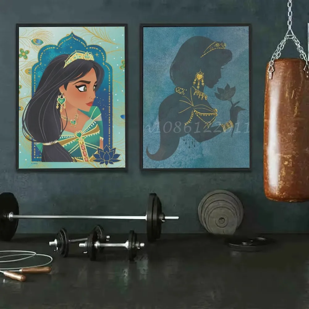 D-disney Princess Jasmine ملصق فني ذاتي اللصق مقاوم للماء ورق ملصق مقهى بار غرفة جدار ديكور