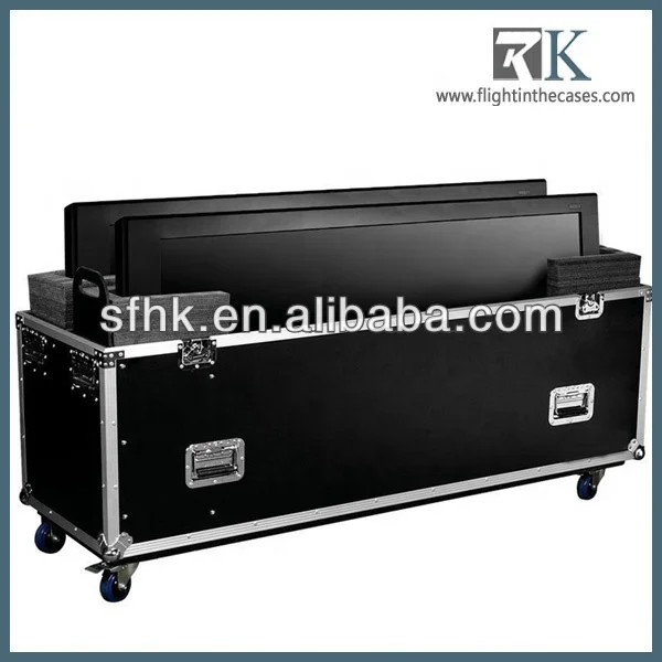ATA Flight Case for Dual 52 to 65 inch, Hydraulic Lift Plasma TV Road Case, 12mm Plywood, Heavy Duty LCD Transport Trunk