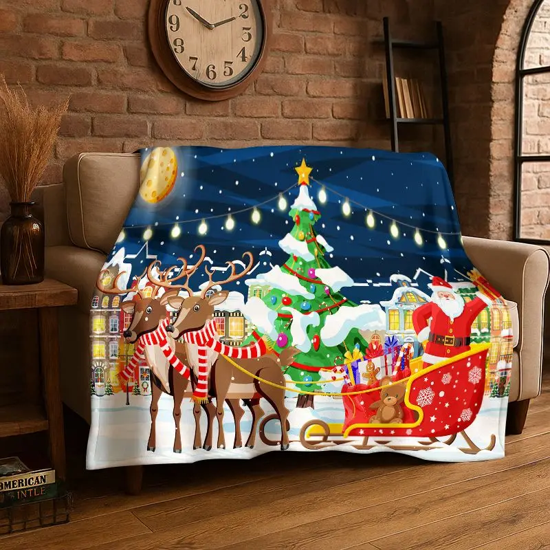 Cozy Christmas Throw Blanket,Ultra Soft flannel with Festive Santa Claus Print,The Perfect Holiday Cuddle Blanket for Your Couch