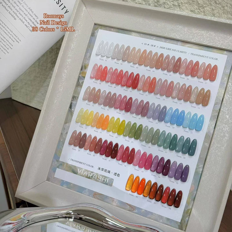 Transparent Nail Gel Polish Ice Jelly Glass Effect UV Varnish Semi Permanent Soak Off Manicure Nail Art Lacquer 38 Colors Set