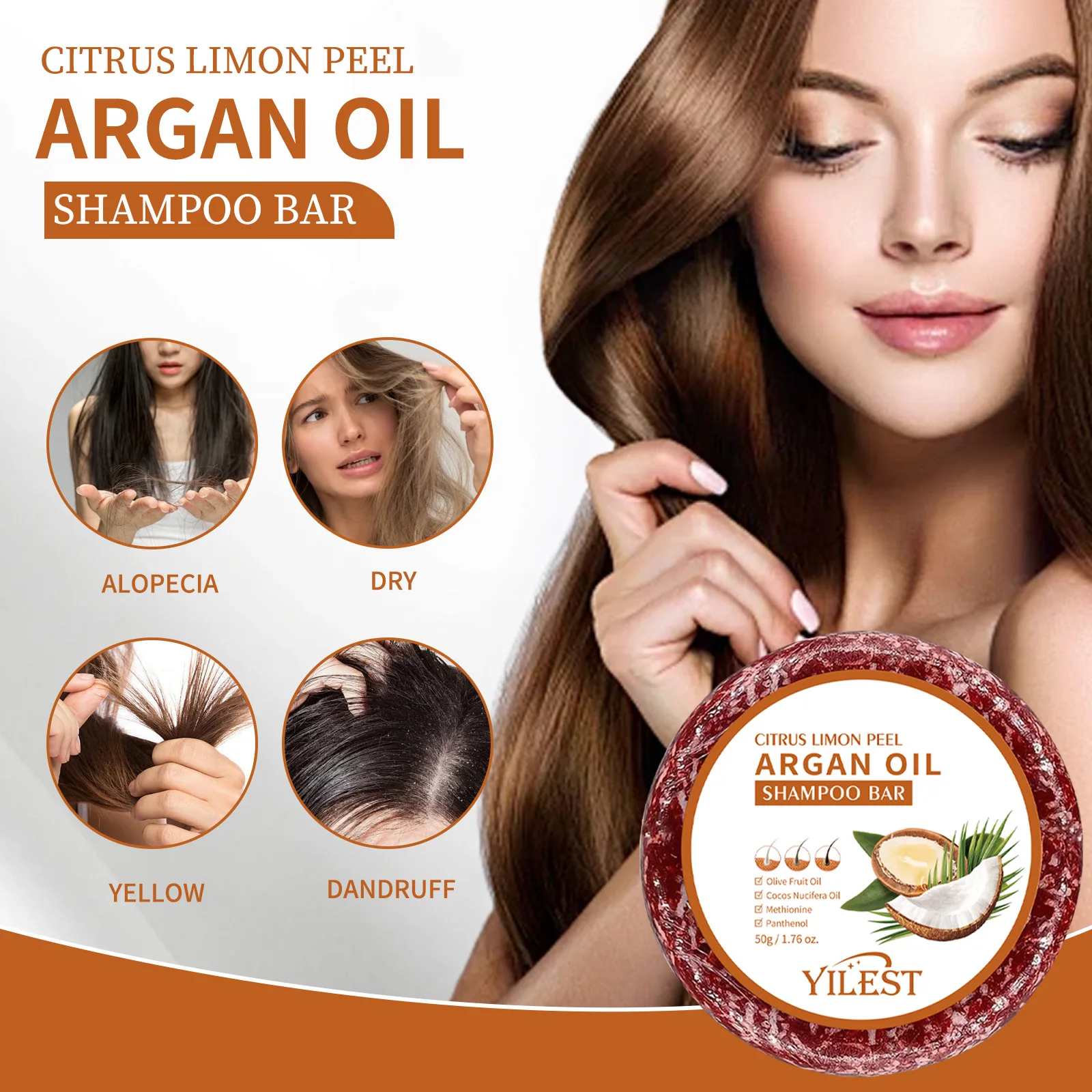 Arganöl-Shampoo, Seifenstück, Anti-Haarausfall, Reparatur beschädigter Frizz, Arganöl, Kopfhautbehandlung, Haarpflege für sanfte Haare, feuchtigkeitsspendendend – Detail 5