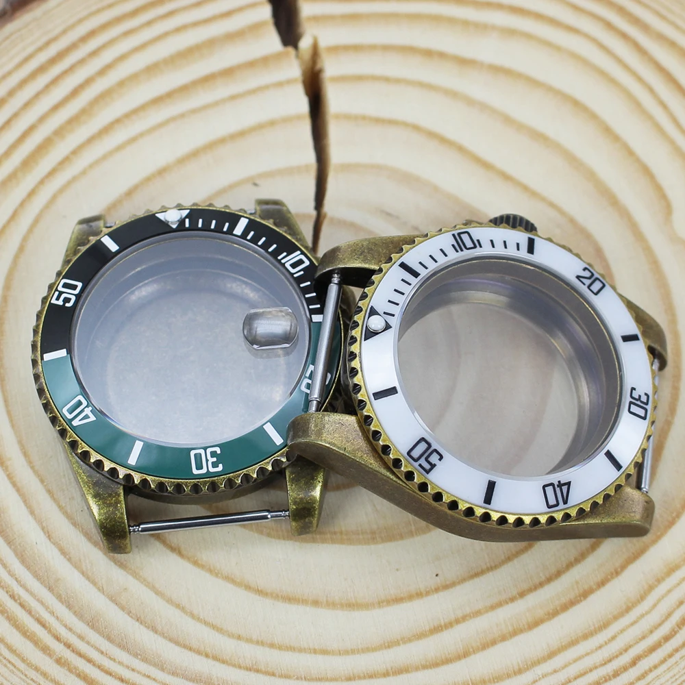 

Retro Bronze 40mm Watch Case Top Waterproof Sapphire glass For Seiko NH35 NH36 Movt SUB GMT Yacht Watch Spare Part High Quality