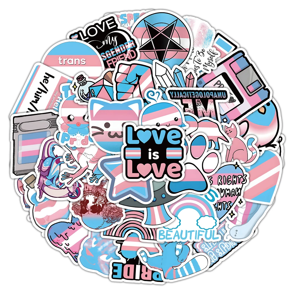 10/30/50PCS Transgender Pride LGBT Trans Aufkleber Auto Fahrrad Reise Gepäck Gitarre Laptop Kühlschrank Cartoon Aufkleber kid Aufkleber Geschenk