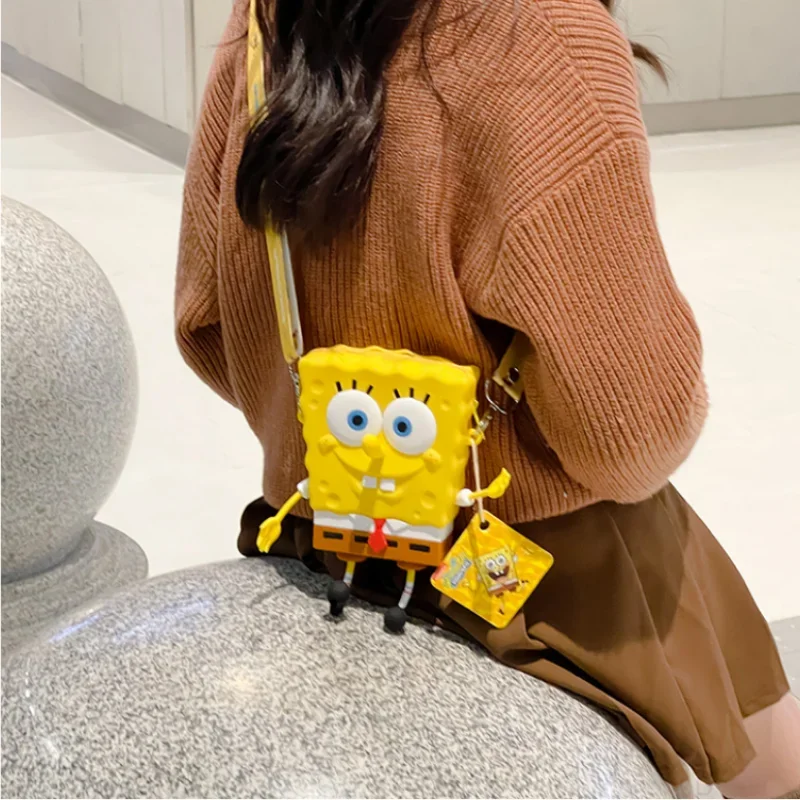 SpongeBob Women Bags Soft Silicone Wallets 3D Cartoon Cards Keys Purse Crossbody Shoulder Strap Handbag Female Waterproof Bags