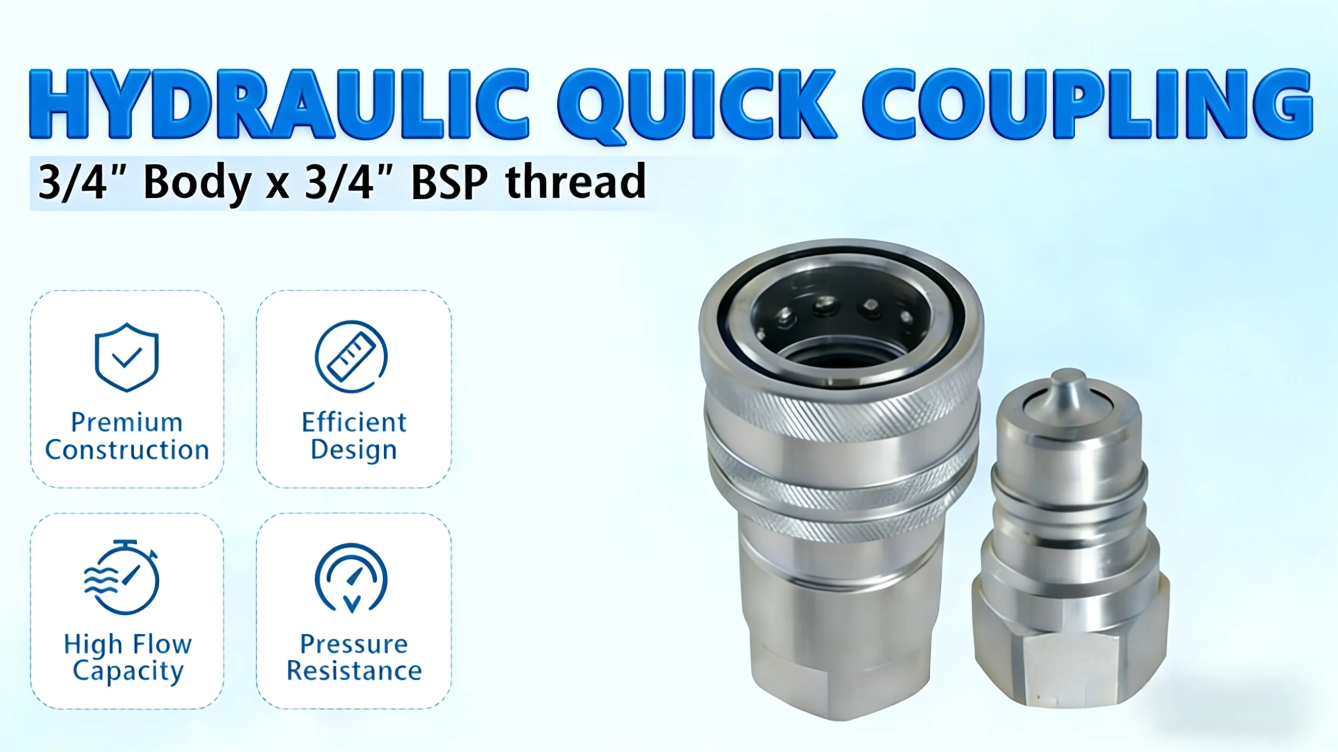 1Set Hydraulic Quick Coupler ISO-A 3/4 Inch BSP Thread for Fluid Power Transmission And Control