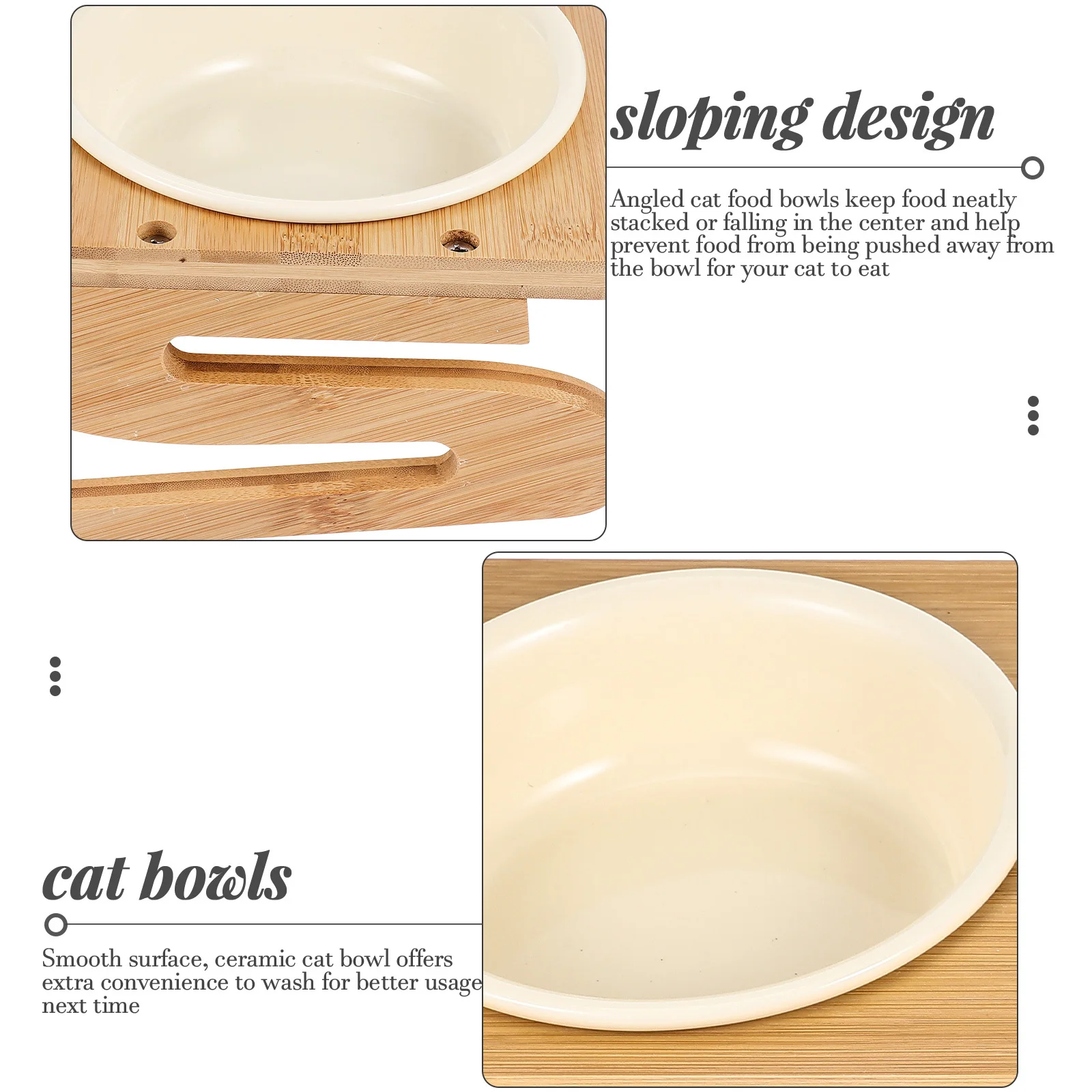 

1 Set Of Ceramic Cat Bowl Elevated Food Water Bowls Anti-Slip Reusable Indoor Feeding Angled Design Easy Clean Inner Lip Pet
