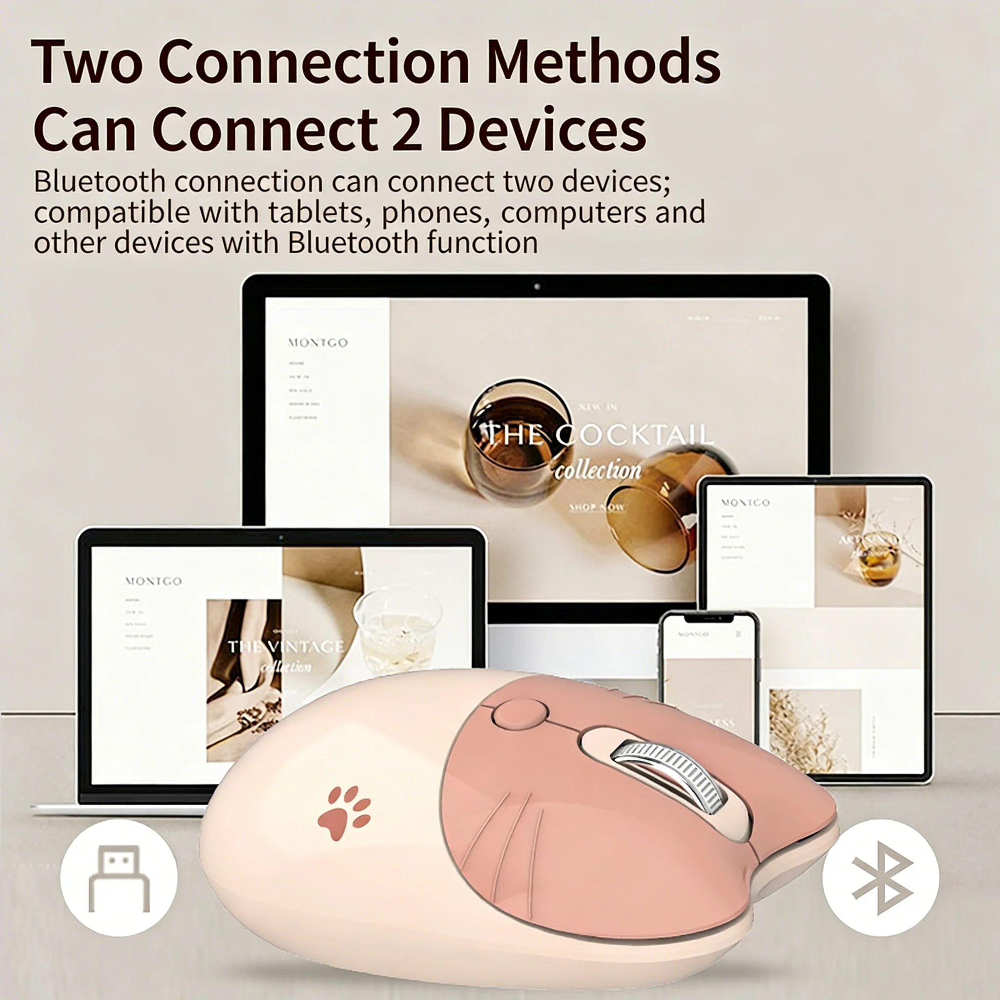 เมาส์ไร้สาย 2.4G ลายอุ้งเท้าแม - Gaming Accessories Pink บทวิจารณ์และราคา