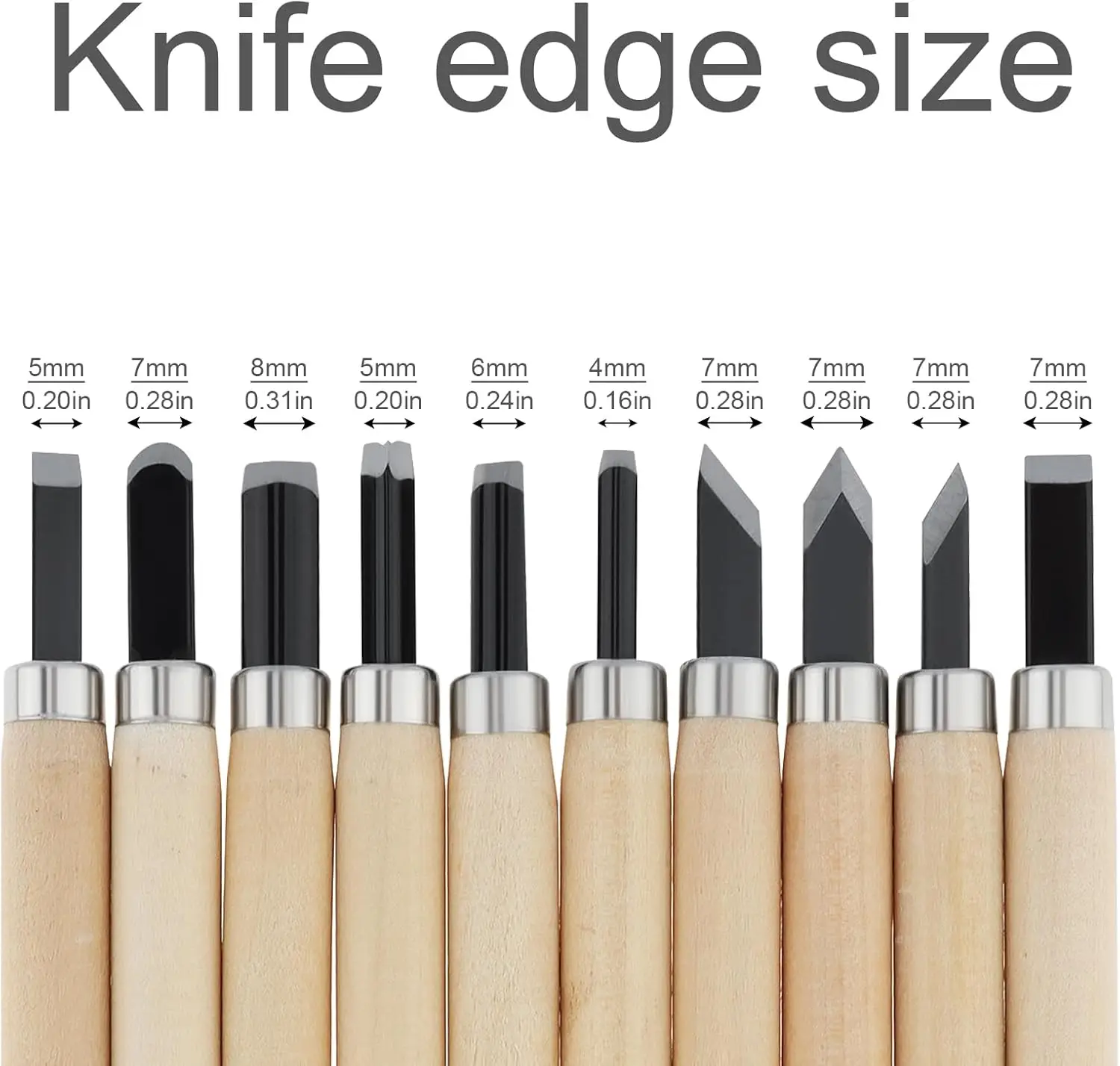 Wood Carving Tools Set, Wood Handle Carving Chisels, Sharp Carbon Steel Engraving Knife for Woodworking, Rubber Stamp, Linocut,