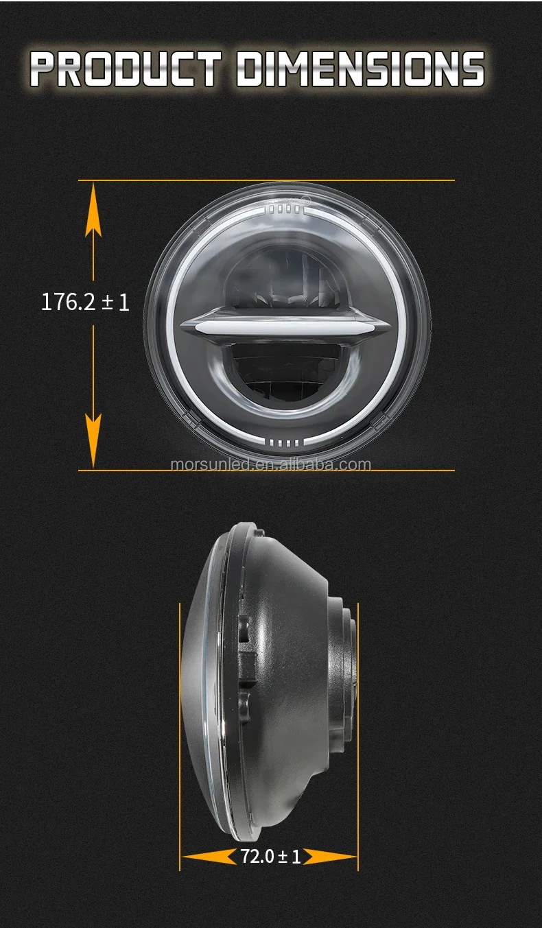 Factory Hot Selling Morsun 7 Inch LED Headlight for 2007-2017 Wrangler Unlimited 4-Door (JK) With DRL Halo Ring 4X4 Off Roa
