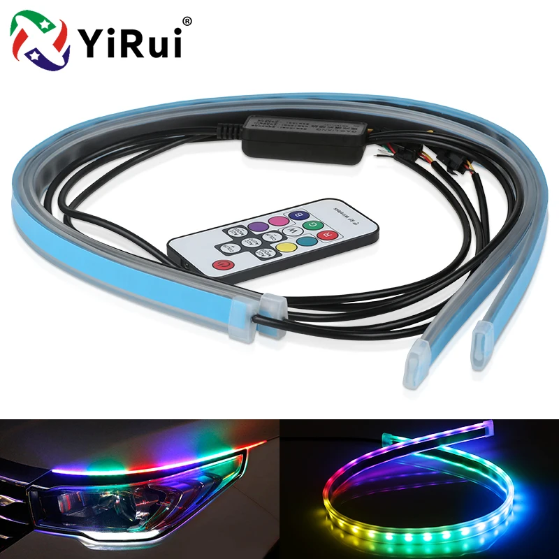 

YiRui Automotive LED Daytime Running Lights RGB Seven Color Remote Control Signal Turn Signal Motorcycle Decorative Lights