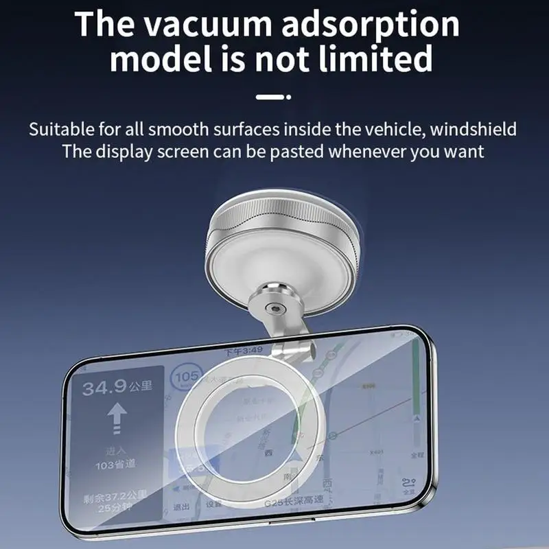 

Vacuum Magnetic Phone Holder Cell Phone Magnetic Mount 360-Degree Rotation Dashboard Smartphone Stand Vacuum Suction Cup For Men