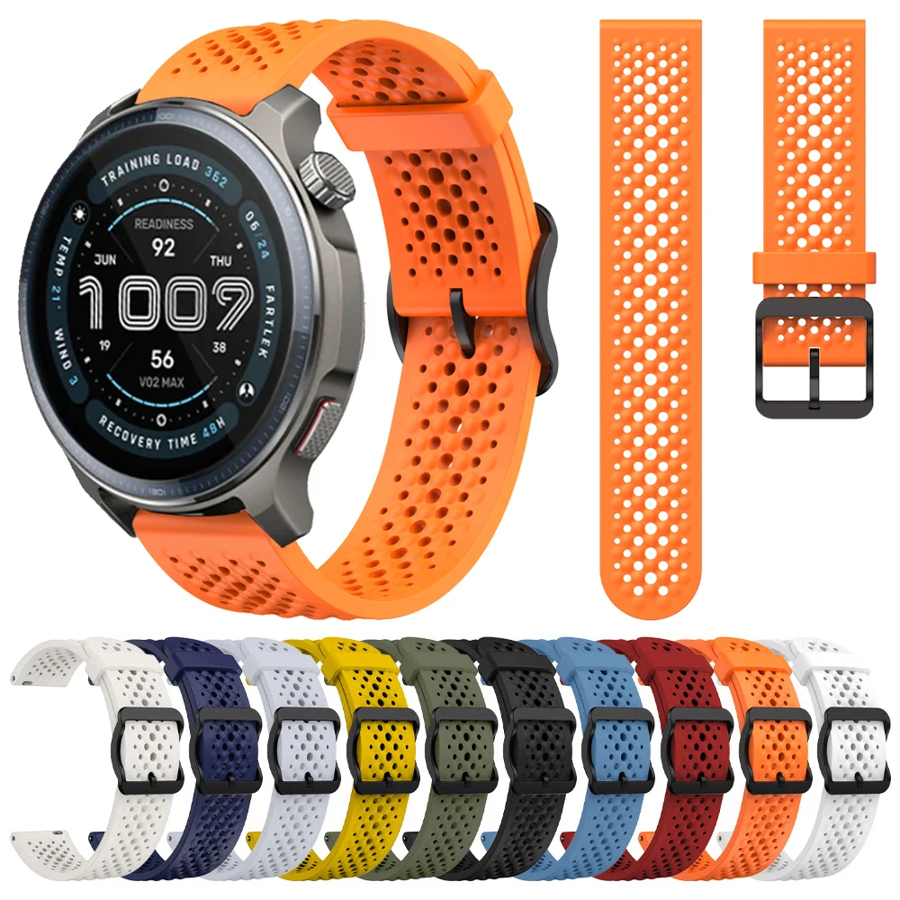 For Amazfit BALANCE 2 47MM/GTR4 3Pro Correa 22mm Silicone Strap For Amazfit Bip 6/Active/Stratos 3 2/Cheetah Breathable Bracelet