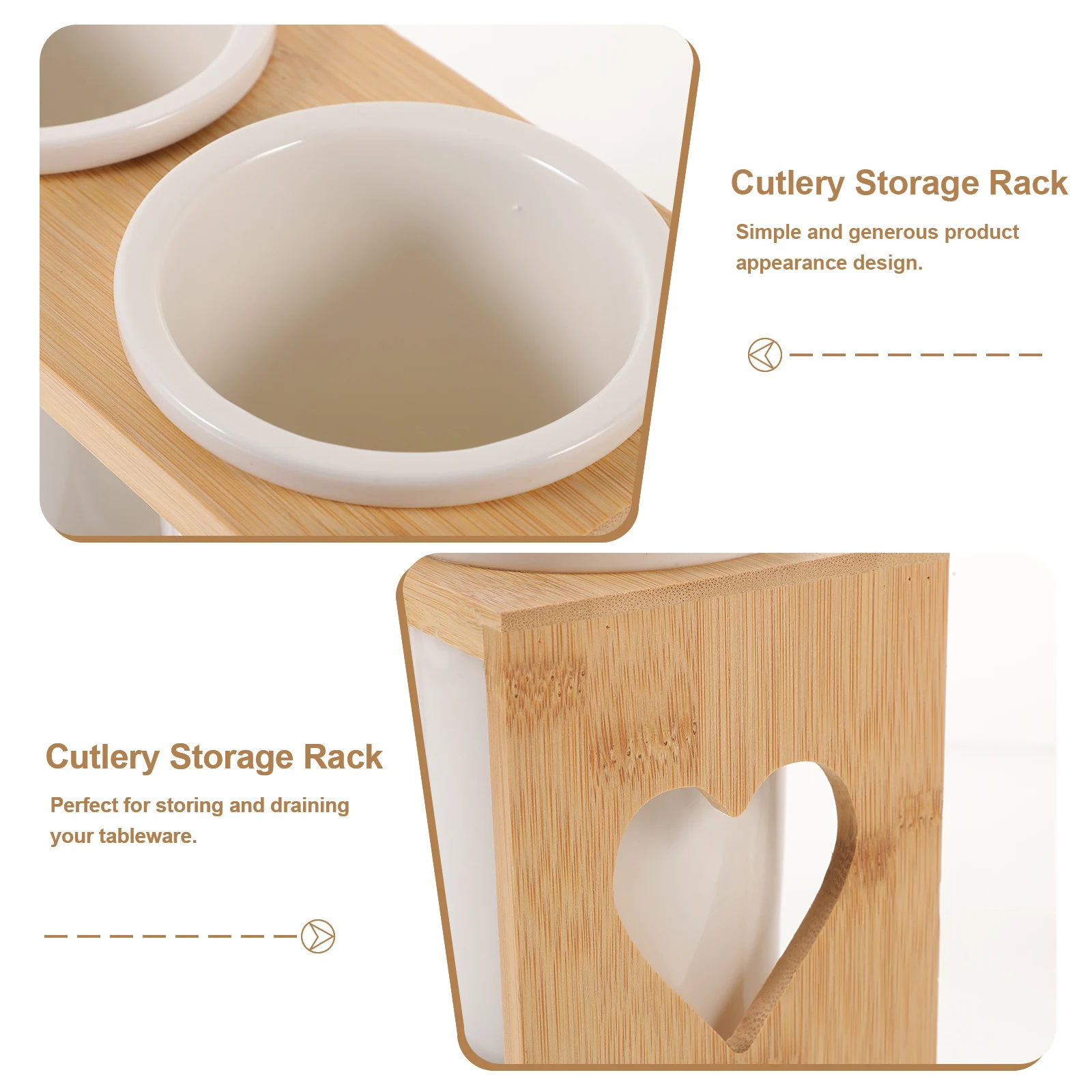

Household Ceramic Cutlery Bowl Serving Utensils Holder Bamboo Organizer Tableware Storage Canister