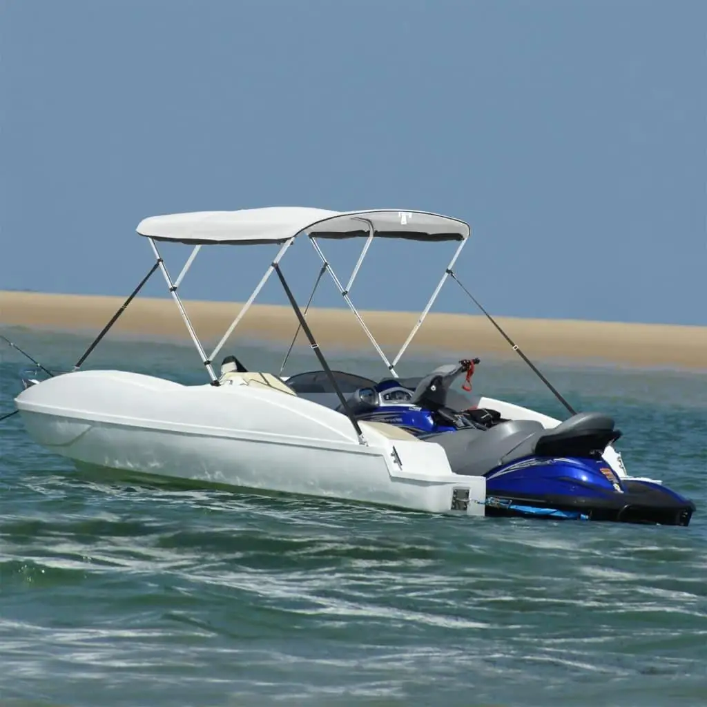 183x(170-182)x137 cm 3-Bow Bimini Top with Mesh Sidewalls for Boats - UV Protection & Easy Installation