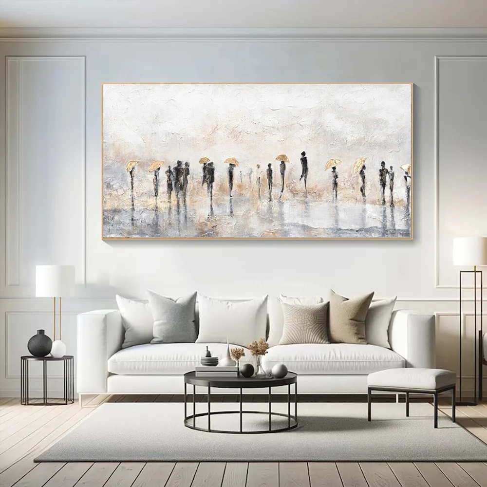 

Modern Hand Painted Texture Golden Wall Art Abstract Canvas Painting Contemporary Minimalist Wall Art for Living Room Wall Decor