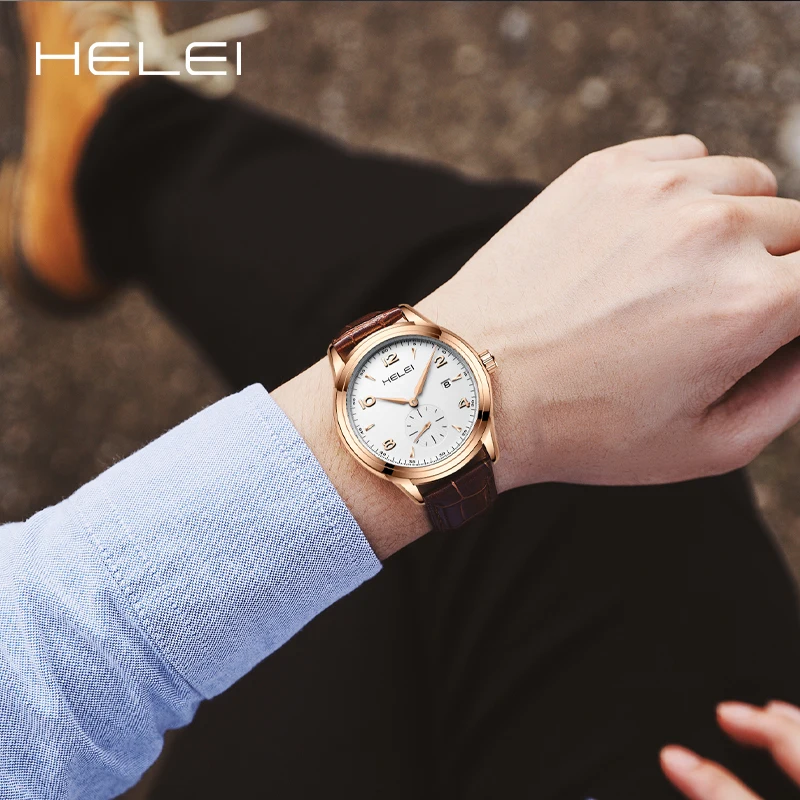 HELEI2024 reloj de cuarzo para hombre, cronógrafo de lujo, ligero y a la moda, serie jazz, multifunción, novedad