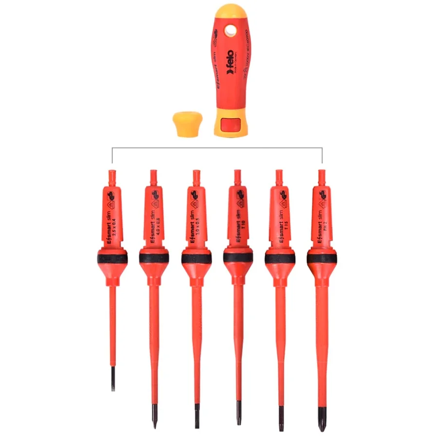 Felo 12 قطعة طقم مفك براغي معزول 1000 فولت مفك كهربائي قابل للتبديل مع حقيبة بحزام رقم 066381204 #4