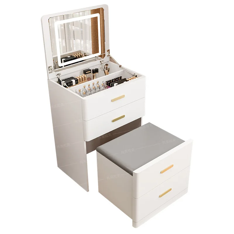 Small apartment rock slab solid wood light luxury bedside table Bedroom with password Speaker fingerprint lock Cosmetic