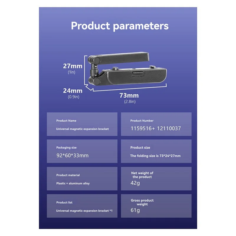 m09k-クイックリリースマウント、折りたたみ式デザイン-dji-アクションカメラ用ユニバーサル磁気拡張ブラケット-360-°-調整可能