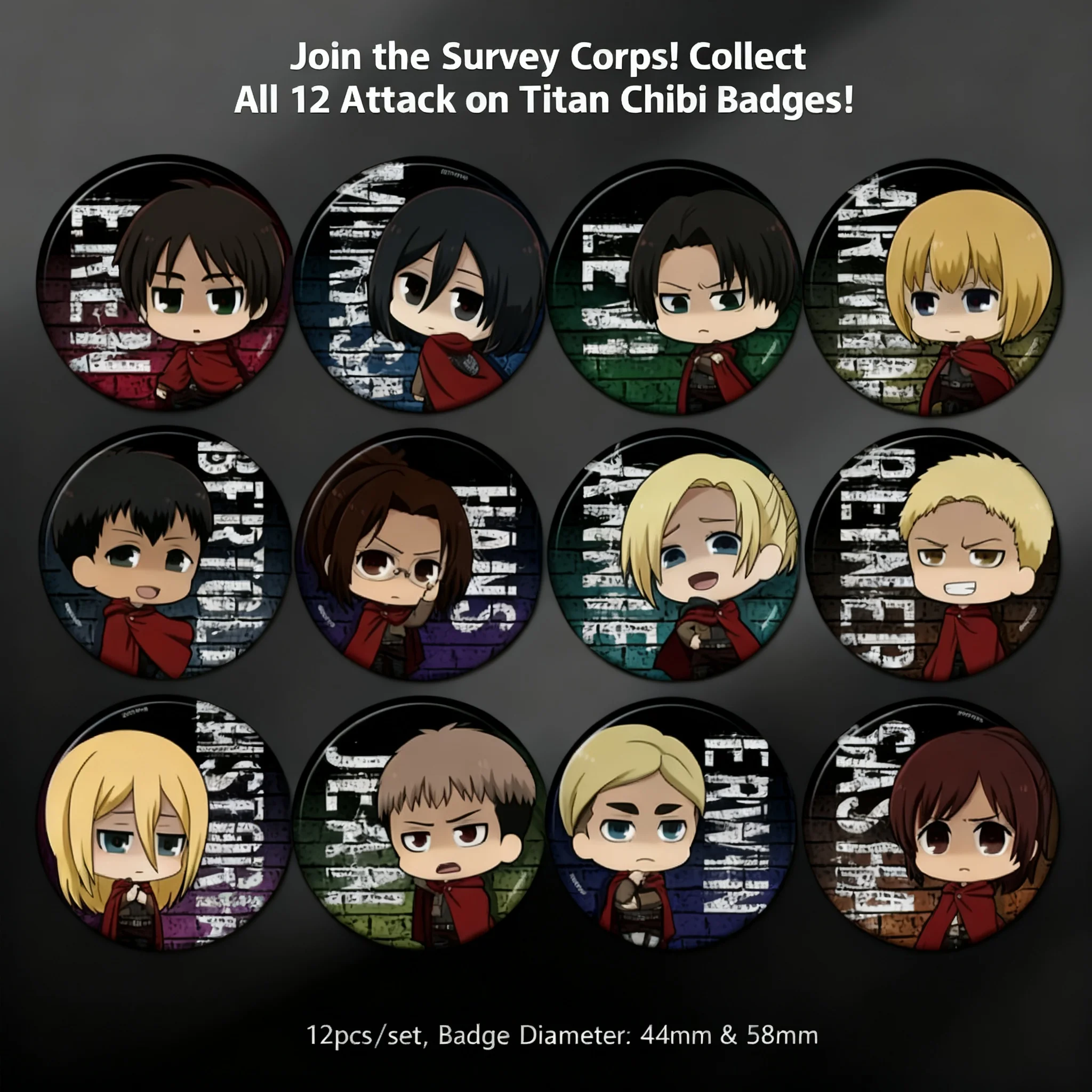 

Attack on Titan Cosplay Anime Badge Levi Ackerman Commander Erwin Smith Anime Pendant Brooch Pin A+ High Quality Collectible