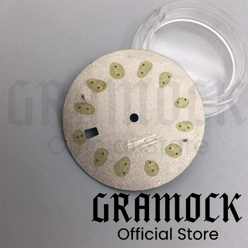 Gramock New 33mm Black Blue Green White Watch Dial Green Luminous Suitable For NH35 Movement Date Window