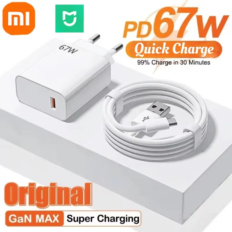 Gorąca oryginalna super szybka ładowarka USB 67 W Zasilacz 6A Kabel typu C Szybkie ładowanie Dotyczy Xiaomi Samsung Huawei