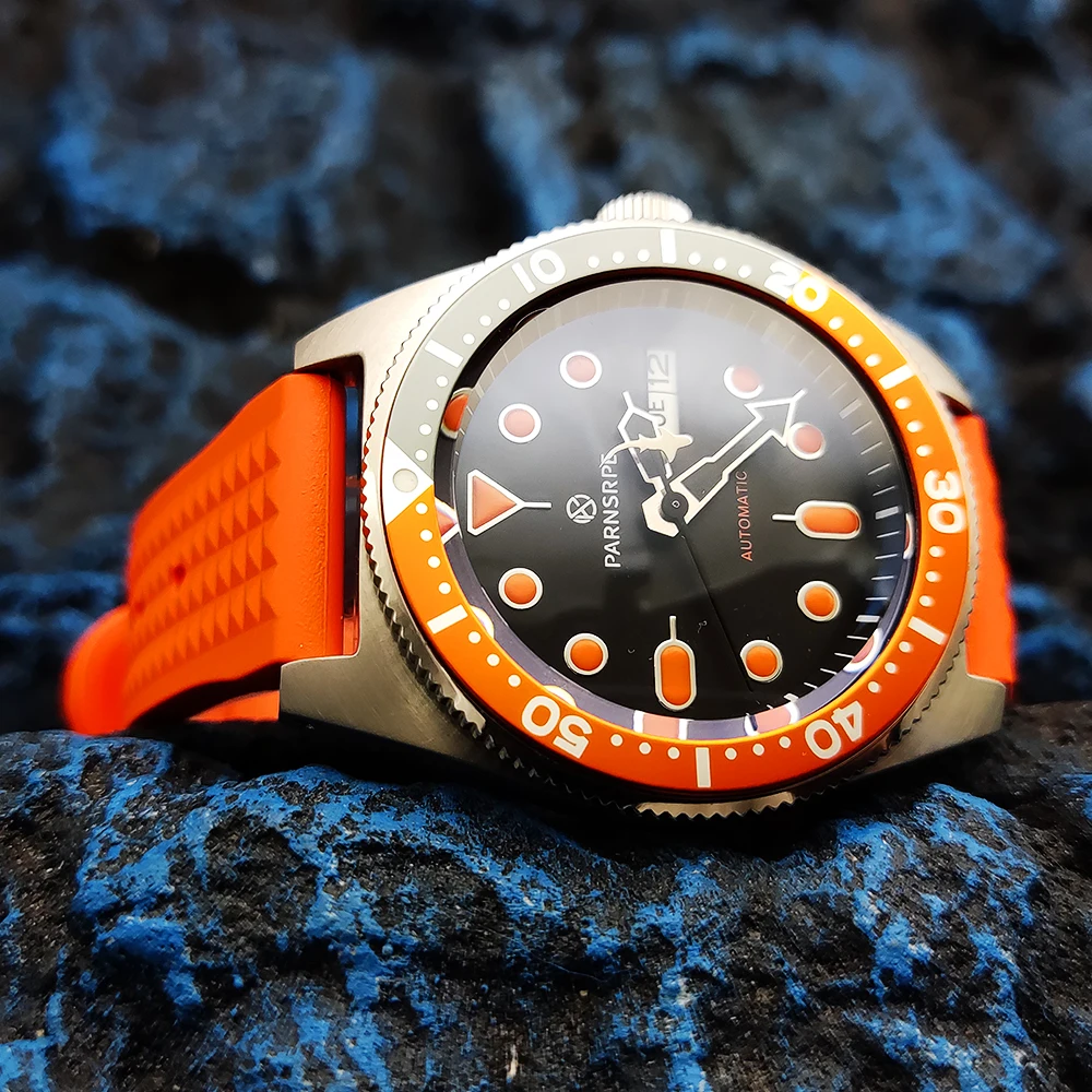 Parnsrpe - Luxury 38mm Men's Watch NH35A AR Film Sapphire Crystal Aseptic Dial Orange Diving Watch