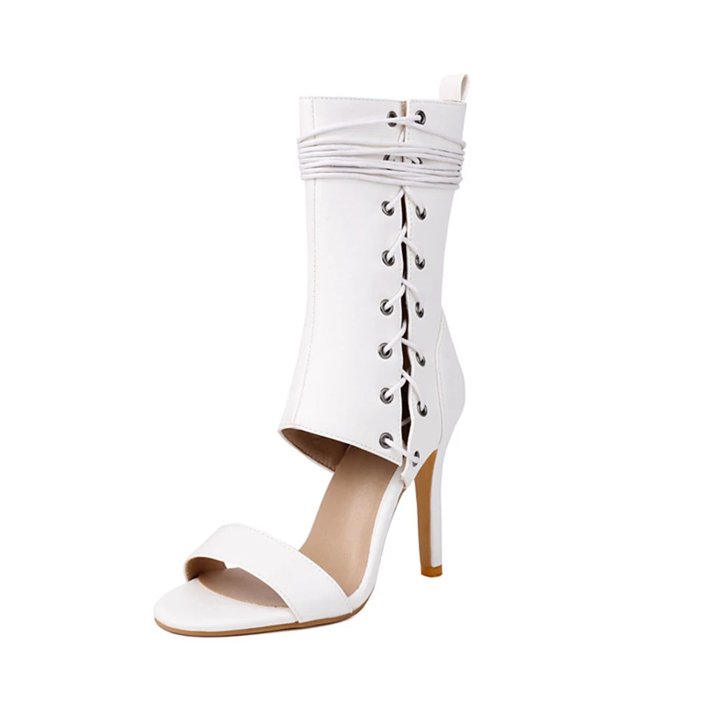 

Women Sandals Summer Fashion Slim Heel Exposed Toe Pointed Lace Up High Top Dress Sexy Office Workwear Fashion Oversized 48 K51