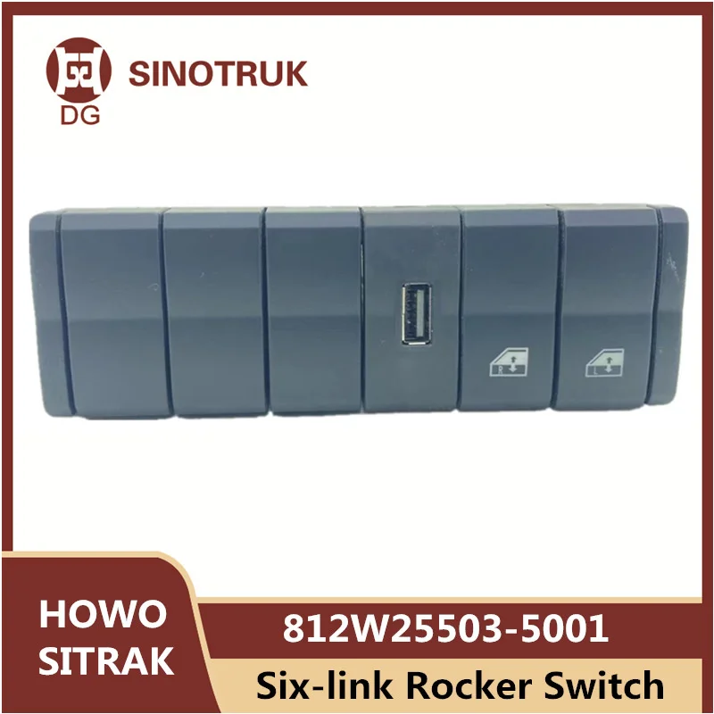 

812W25503-5001 Six-link Rocker Switch For SIONTRUK HOWO T7H SITRAK C7HG7 USB Charging Port Rear Sleeper Window Regulator