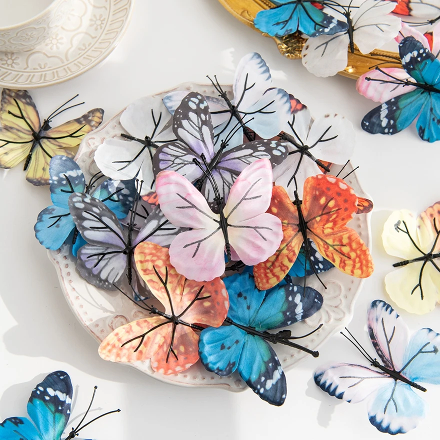 20pcs Artificial Butterflies 3D Wedding Garden Christmas Party Decor Vases Home Scrapbook Wreath Diy Gift Box Accessories Cheap