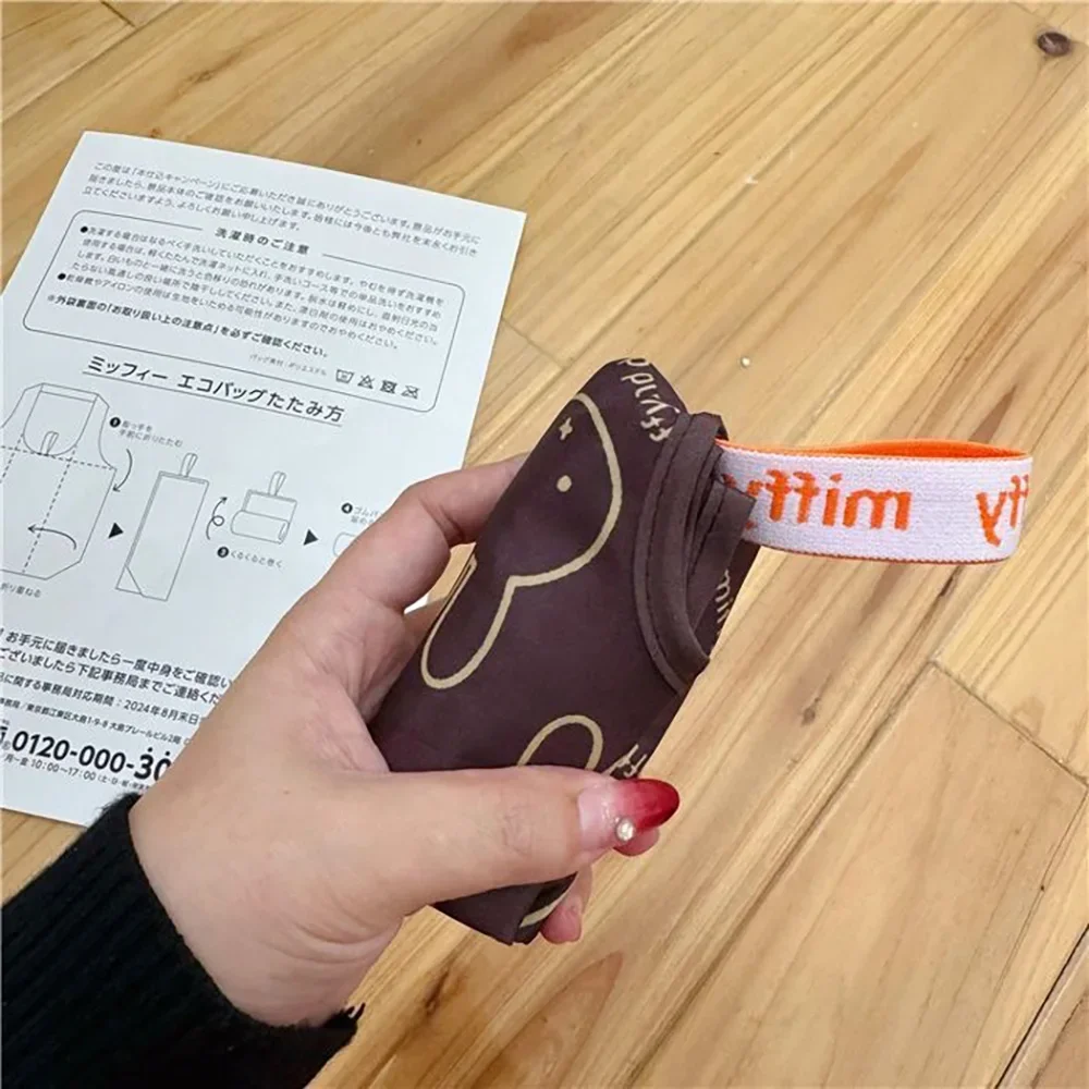 Miffy Kawaii Einkaufstasche, Cartoon-süßes Kaninchen, hohe Kapazität, faltbar, tragbar, Einkaufstasche, eine Umhängetasche, Mädchen-Geschenk – Detail 9