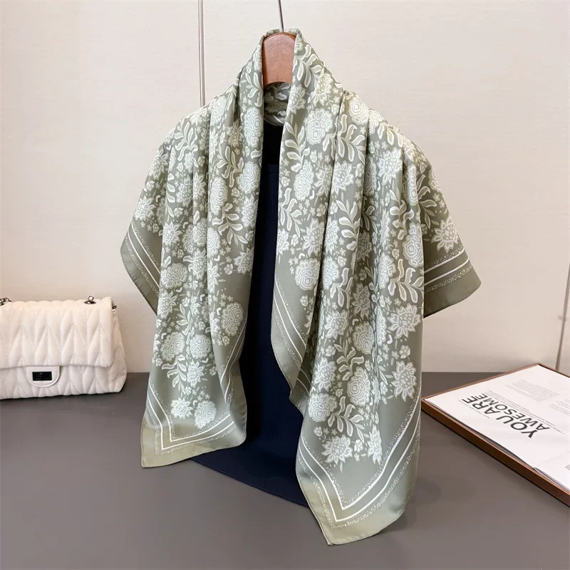

Silk Scarves Women Square Scarf Fashion Luxury Brand Satin Neck Tie Female Hair Bandana Headkerchief Shawl Wrap Hijab Echarpe