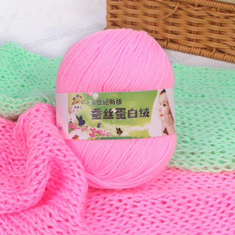 50G 6Ply Silk Protein Baby Yarn for Children Sweater Silk Protein Velvet Milk Cotton Crochet Knitting Supply DIY Knit Materials