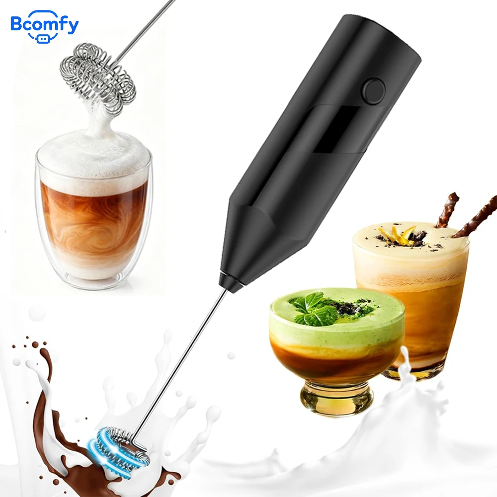 Electric Milk Frother Wireless Egg Beater Stainless Steel Mini Handheld Foam Maker Coffee Milk Mixer For Coffee Cappuccino Cream