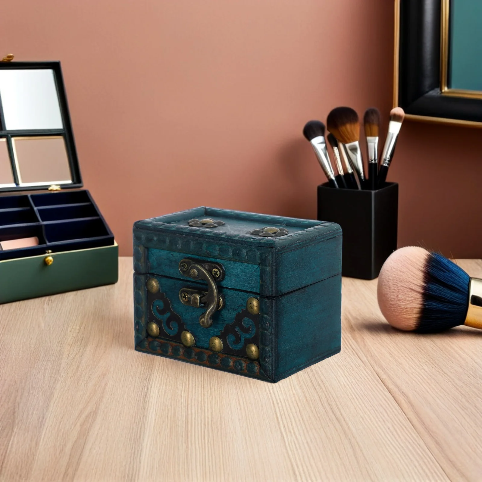 

Small Vintage Wood Jewelry Box Retro Style Storage Case Natural Crafted Decorative Organizer for Jewelry Treasure Trinket