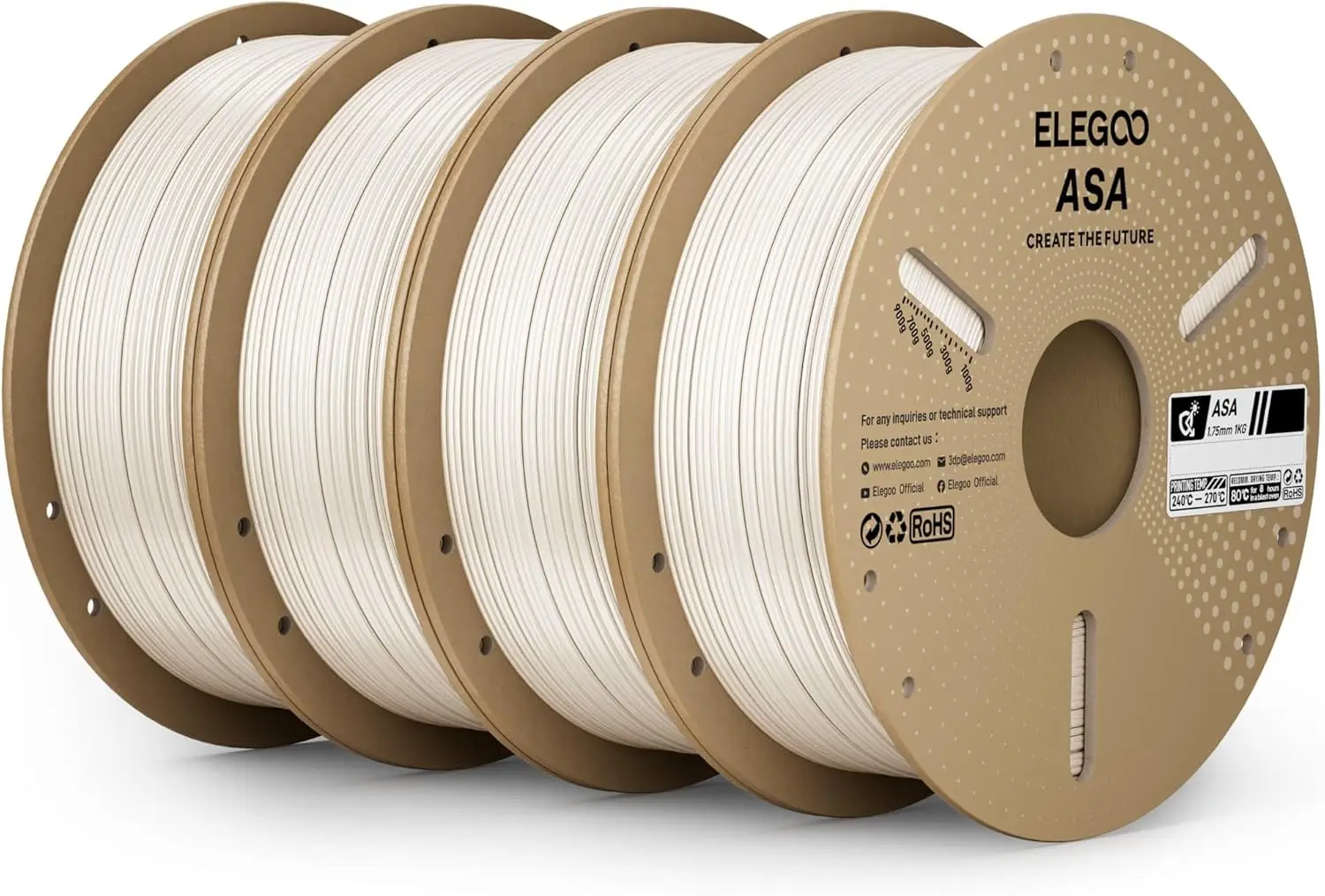 

1.75mm White 4KG ASA Filament, UV & Weather Resistant for Outdoor 3D Printing, High Impact Strength