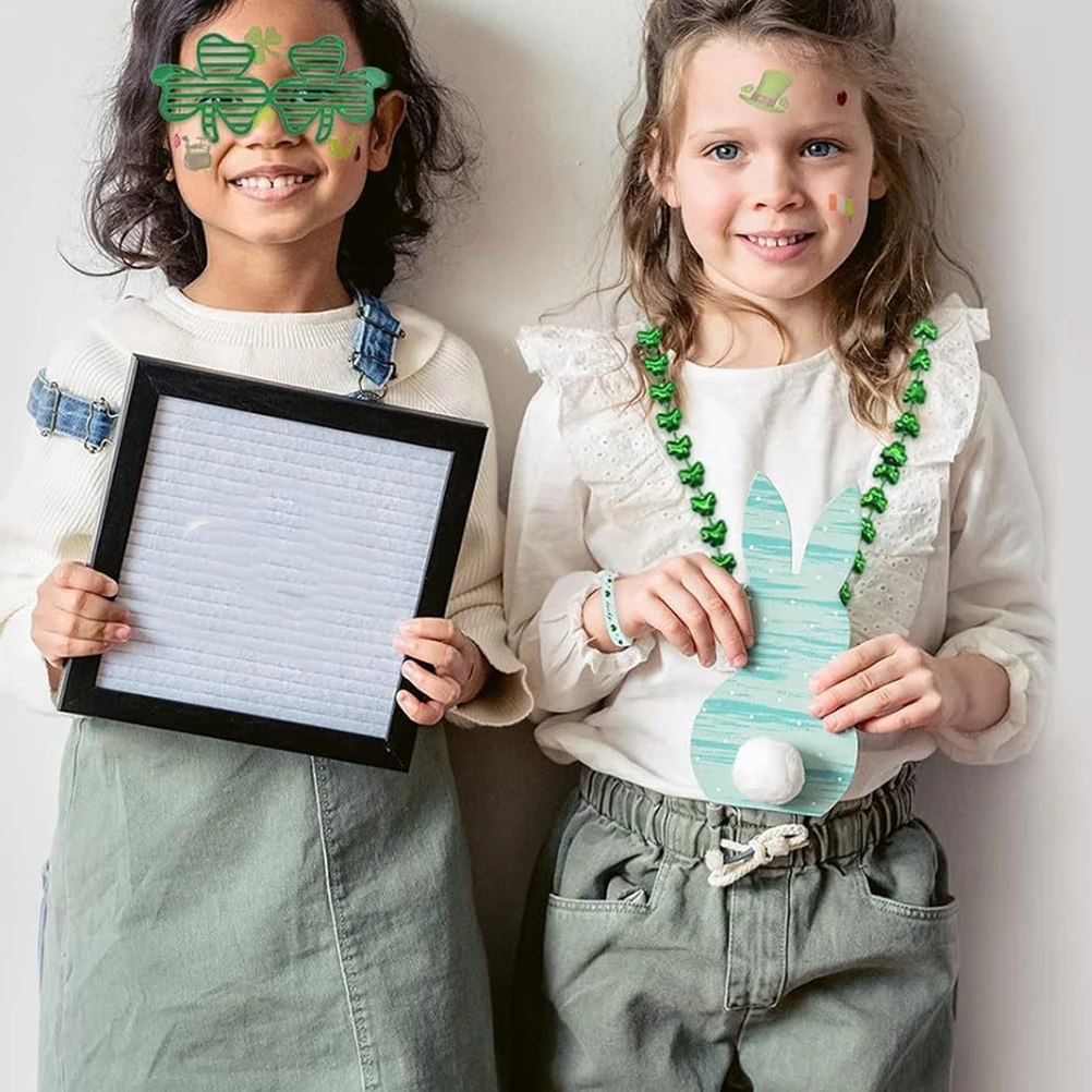 

Clover Glasses Necklace Bracelet Tattoo Stickers Set Shamrock Eyeglasses Accessories Paddy Day Party Supplies Festive Atmosphere