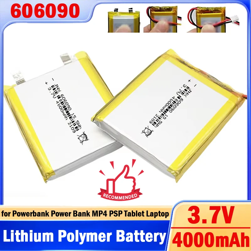 606090 3.7V 4000mAh Rechargeable Lithium Polymer Lipo Battery for Powerbank Power Bank MP4 PSP PAD Mavigator Robot Tablet Laptop