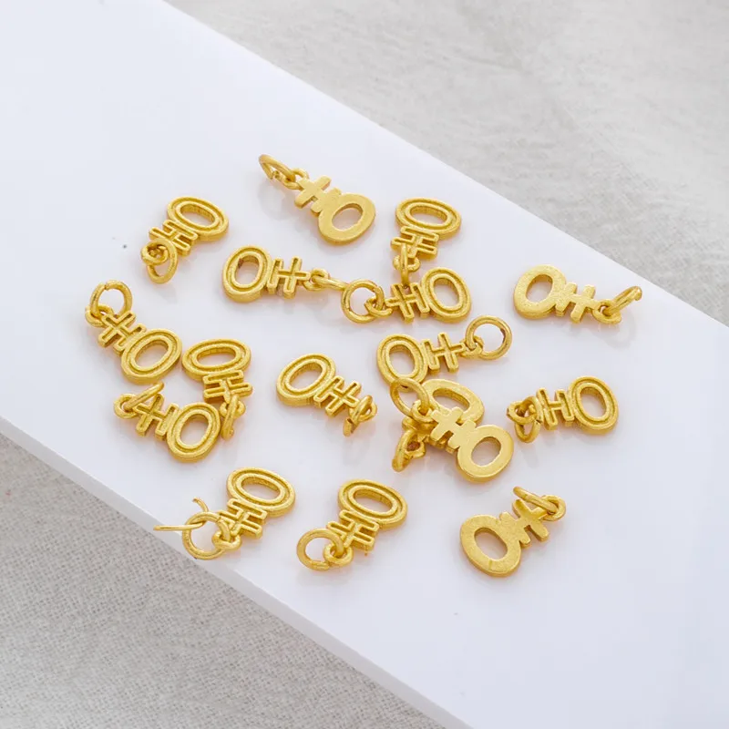 

18k Matte Copper Gold-plated Retro Style Ji Character Simple Pendant DIY Bracelet Necklace Earrings Tag Accessories