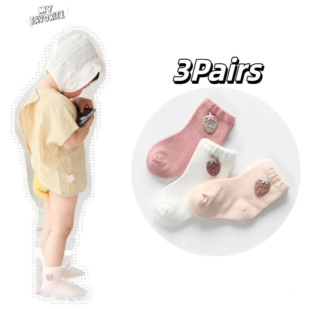 

3Pairs Soft Rabbit Baby Cotton Socks Strawberry Radish Toddle Short Tube Socks Autumn Spring Cute Newborn Cartoon Socks Toddle