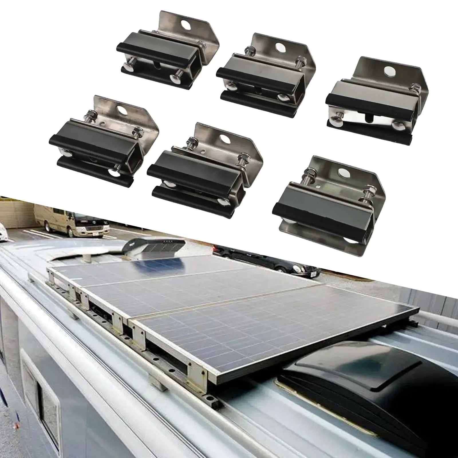 6pcs Stainless Steel Roof Rack Mount Kit Van Roof Brackets Compatible With Various Van Models Enhance Load Capacity For Outdoor