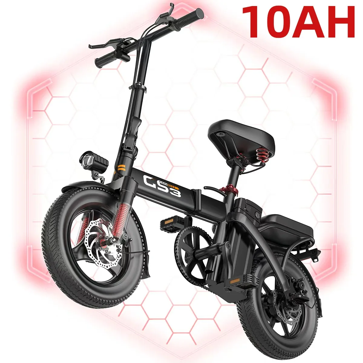 UPlee 14 Inch Electric Bike for Adults 500W Brushless Motor 48V 15AH Portable Battery 20MPH 30 Miles Long Range Lightweight image 3