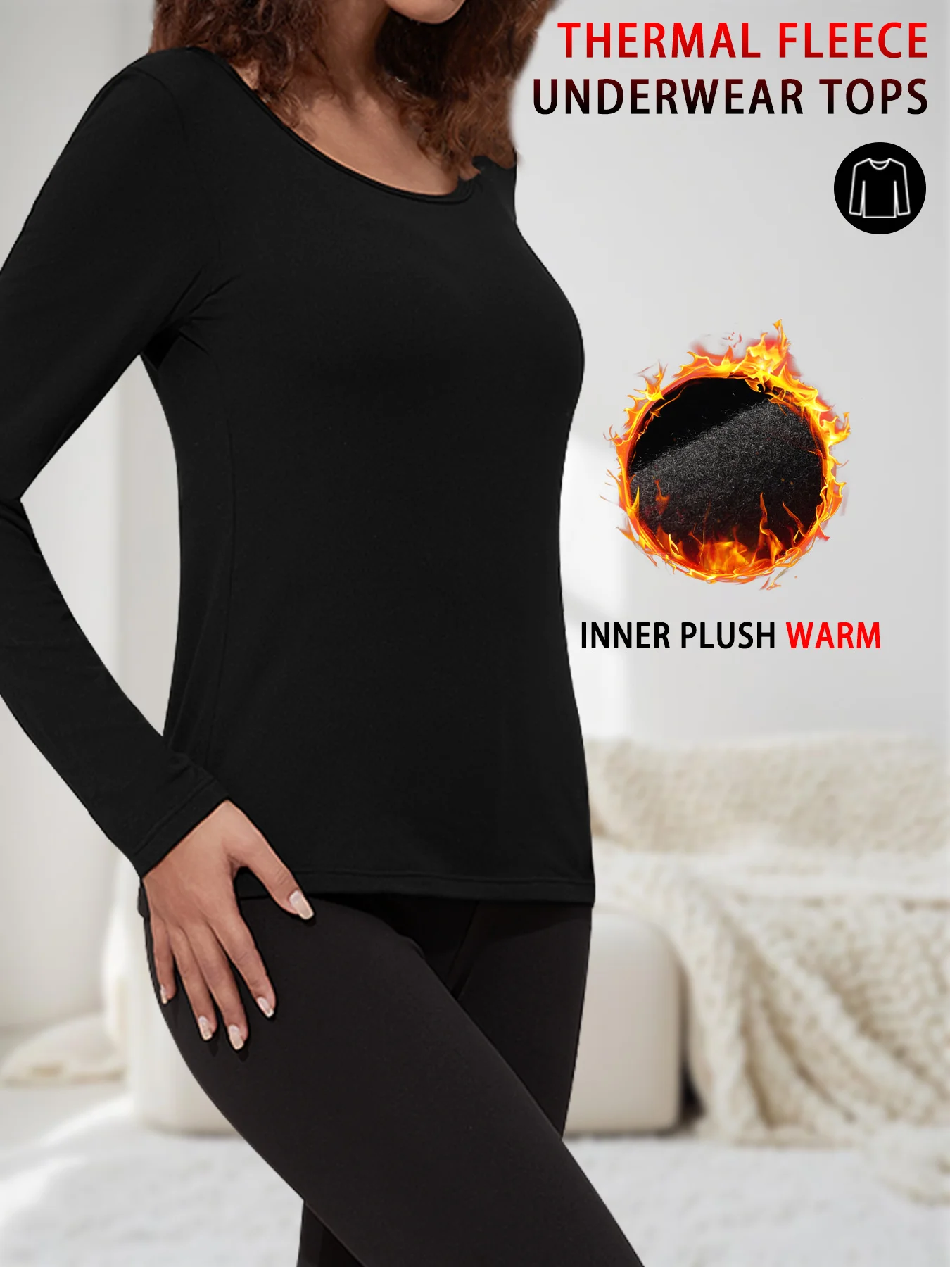 

Женские супермягкие флисовые терморубашки с длинными рукавами для женщин, женское термобелье для холодной погоды, топы, базовый слой